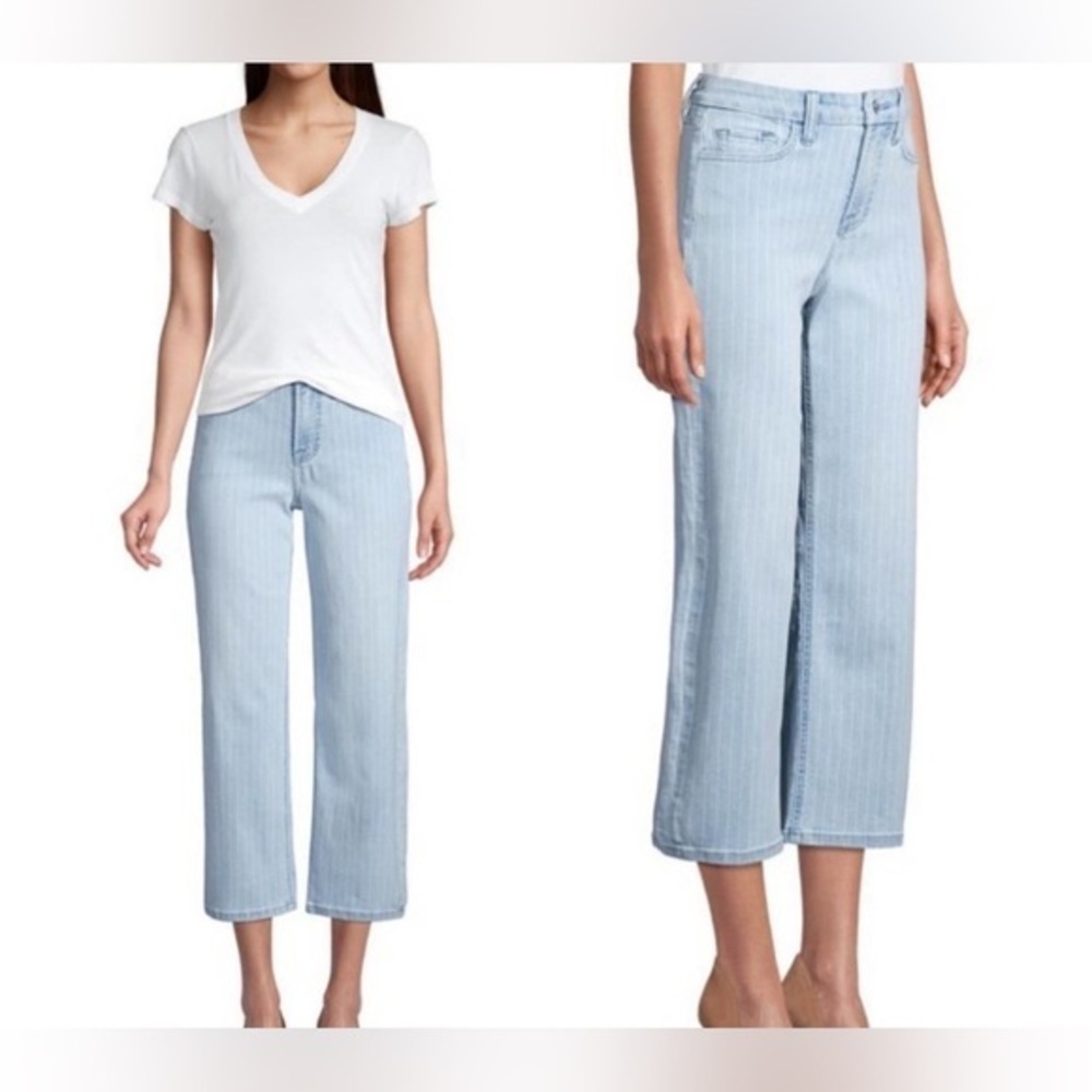 UEC JEN7 by 7 For All Mankind Pin Stripe Wide Leg Crop Jeans SZ 8